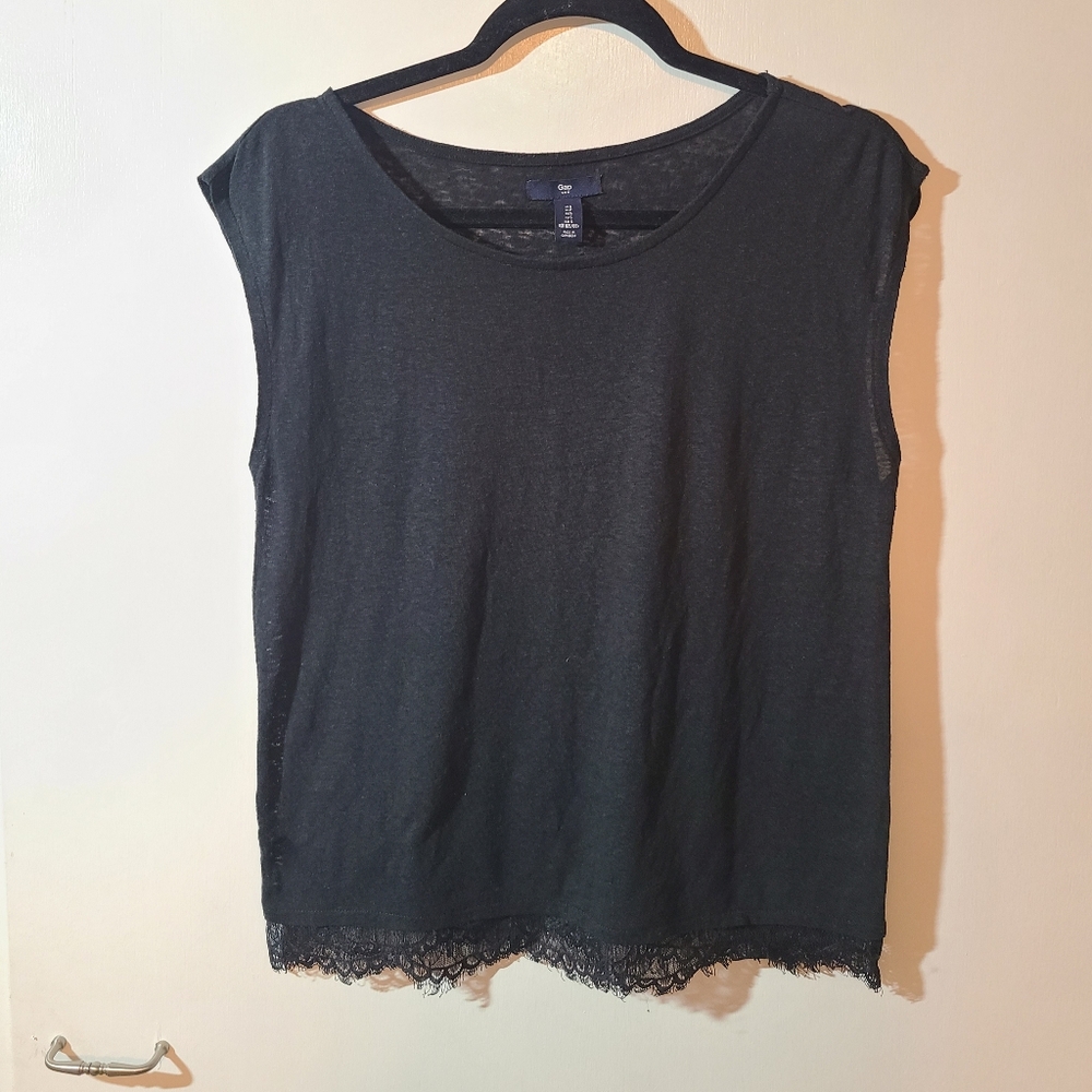 Gap Factory Black Lace Hem Sleeveless Women's S Top